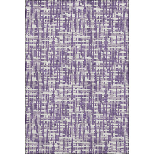 9' X 12' Purple Ivory And Lavender Abstract Geometric Washable Area Rug With UV Protection