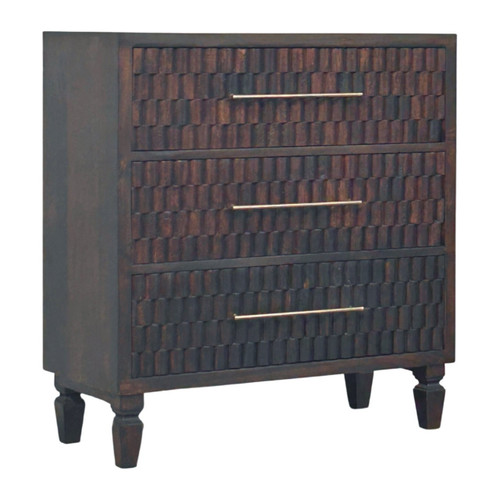 33" Brown Solid Wood Three Drawer Sideboard