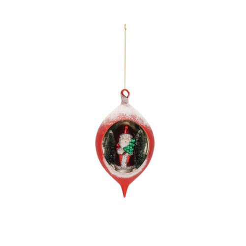 Set of Six Red White And Green Glass Hanging Figurine Ornaments
