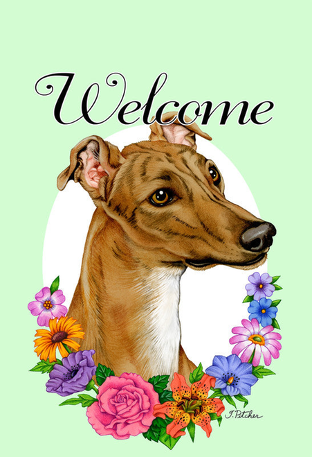 Greyhound - Best of Breed Welcome Flowers Garden Flag 