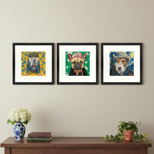 Set Of Three Master Dogs I Black Framed Wall Art