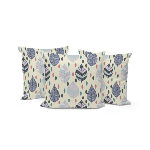 Set of Three Dark Green And Cream Botanical Indoor Outdoor Throw Pillow