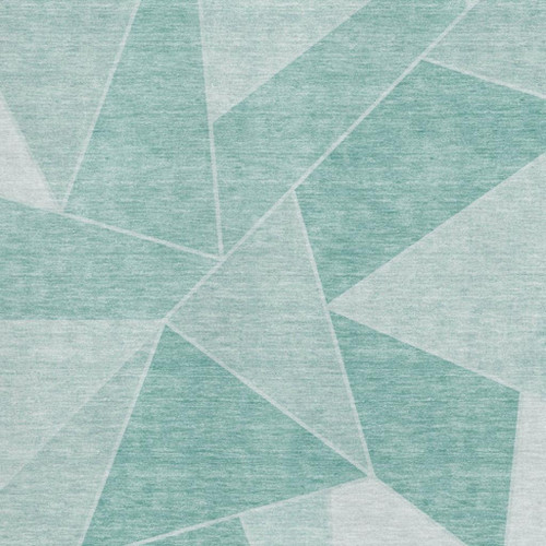 9' X 12' Teal And Ivory Geometric Washable Area Rug With UV Protection
