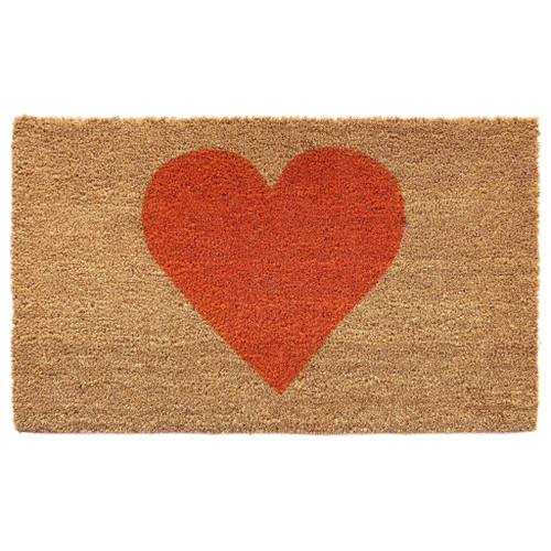 30" X 48" Brown And Orange Heart Outdoor Coir Door Mat