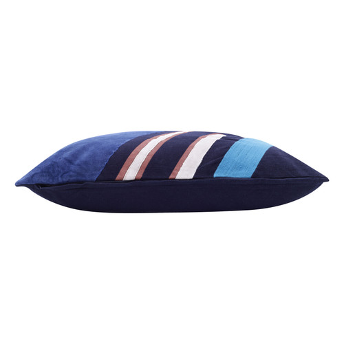 20" Blue And Navy Blue Abstract Cotton Throw Pillow
