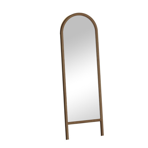 Brown Wood Arch Freestanding Ornate Framed Accent Mirror