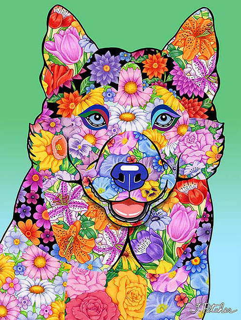 Siberian Husky Black/White- Tomoyo Pitcher Summer Beach Garden Flag