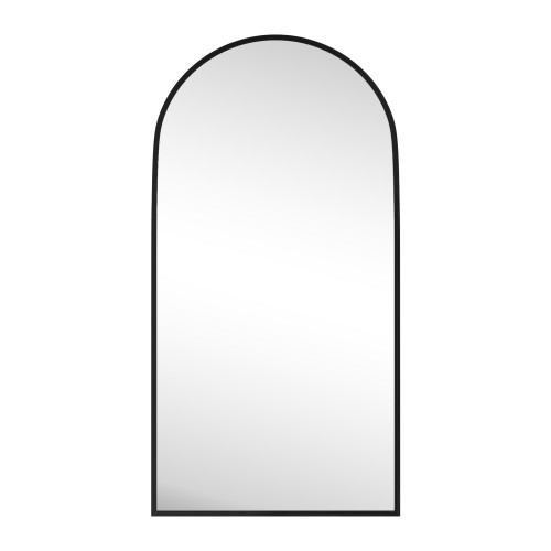 Black Aluminum Arch Freestanding Ornate Framed Accent Mirror