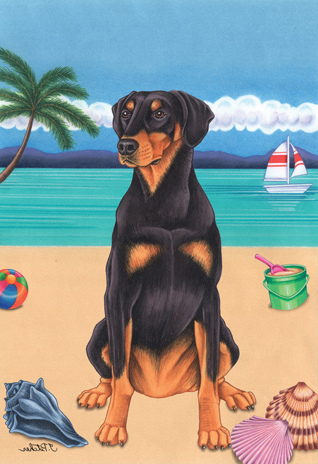 Doberman - Tomoyo Pitcher Summer Beach Garden Flag