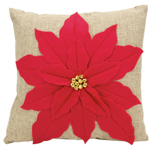17" X 17" Red Zippered Polyester Christmas Throw Pillow