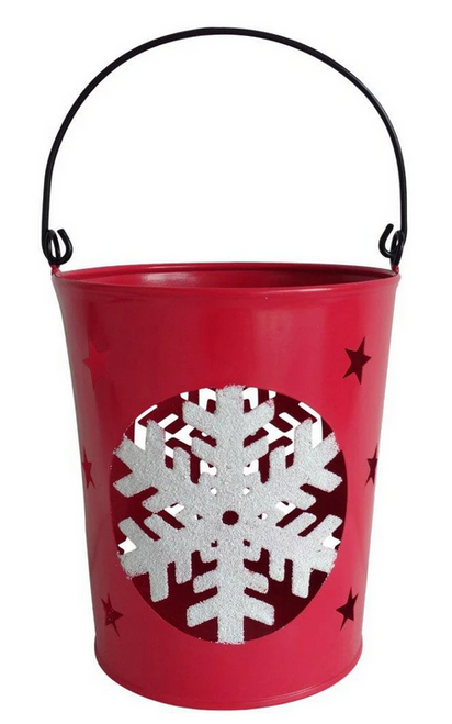 5" Metal Container w/Cut Out Snowflake