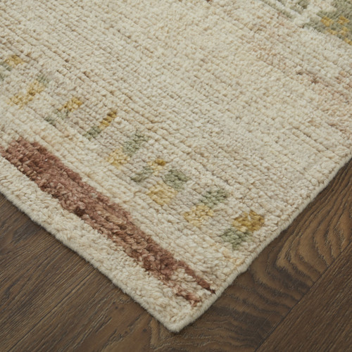 9' X 13' Gray Tan and Green Wool Abstract Hand Knotted Area Rug