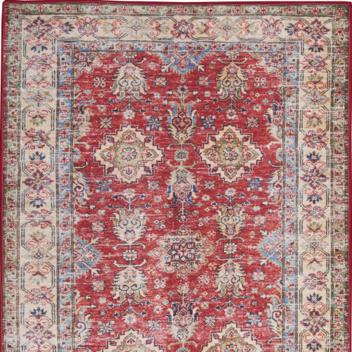 2' X 3' Red Oriental Distressed Area Rug