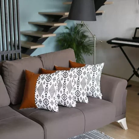 Bohemian Vegan Faux Leather Throw Pillow Set