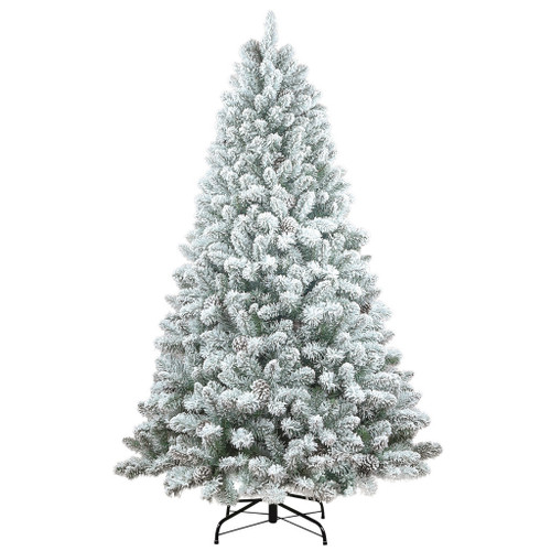 6' White Full Flocked Fir Christmas Tree With Decorations