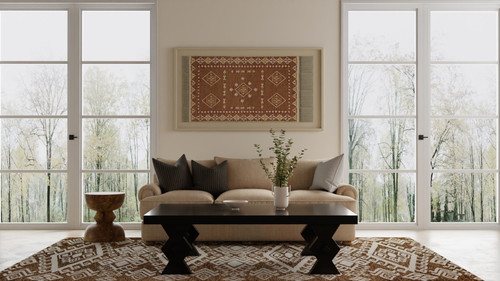 2' X 3' Brown And White Wool Oriental Hand Tufted Area Rug