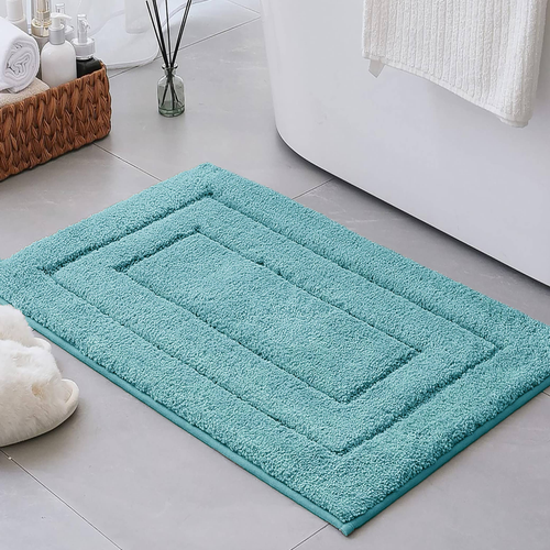 2 Piece Bordered Box 100% Polyester Bath Mat Set
