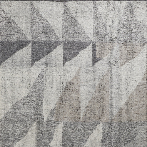 9' X 13' Gray and Ivory Wool Geometric Hand Knotted Area Rug