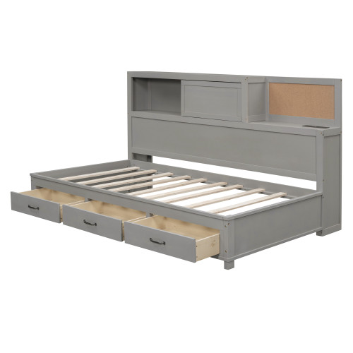 Gray Wood Twin Day Bed With Drawers