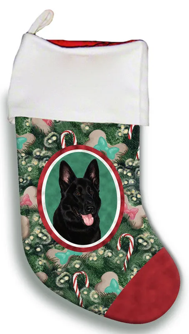 German Shepherd  Black - Best of Breed Christmas Stocking