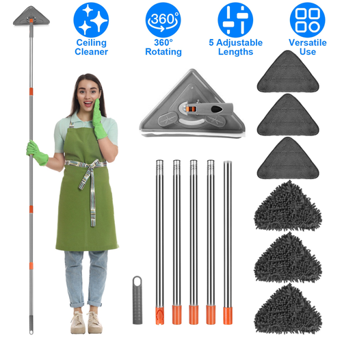 Length Adjustable Triangle Cleaning Mop Wall Cleaner Mop 