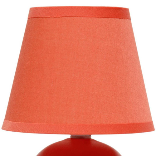 9" Orange Ceramic Round Table Lamp With Orange Drum Shade