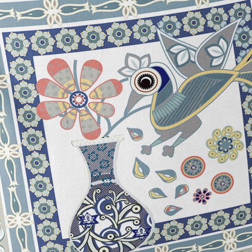 Set of Two Beige Green And Blue Peacock Indoor Outdoor Throw Pillow