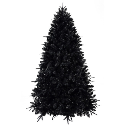 7' Black Pre Lit Full Fir Christmas Tree