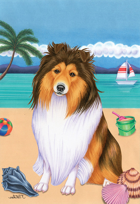 Sheltie - Tomoyo Pitcher Summer Beach Garden Flag