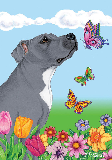 Pit Bull Blue - Best of Breed Butterfly Garden Flag