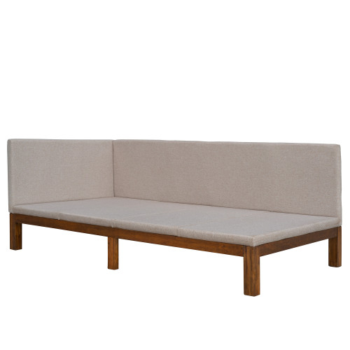 Beige Tufted Upholstered Twin Day Bed
