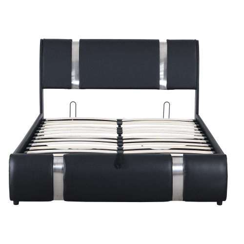 Black Tufted Faux Leather Upholstered Full Bed Frame