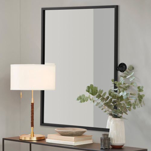 38" Black Metal Framed Standing Mirror