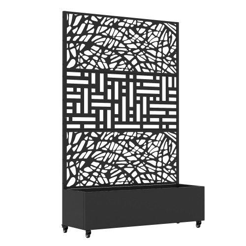 71" X 47" Black Galvanized Metal Rectangular Planter Box