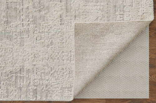 12' X 15' Gray and Ivory Abstract Hand Woven Worn Faded Area Rug
