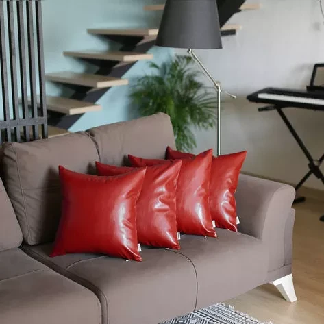 Bohemian Vegan Faux Leather Throw Pillow