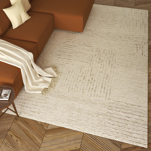 2' X 2' Beige And Taupe Wool Geometric Hand Tufted Square Rug