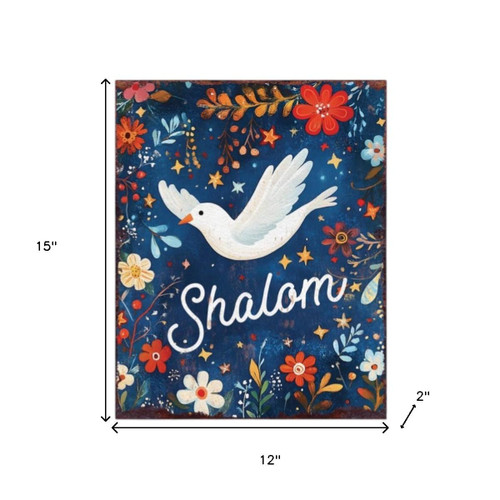 15" Blue Wood Pigeon Hanukkah Tabletop Sign
