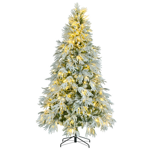 7.5' White Pre Lit Full Spruce Christmas Tree With Decorations
