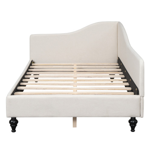 Beige Tufted Upholstered Twin Day Bed