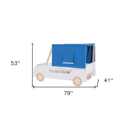 White Wood Twin Car Bed