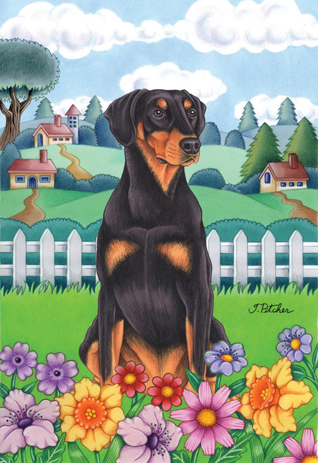 Doberman - Tomoyo Pitcher Spring Garden Flag