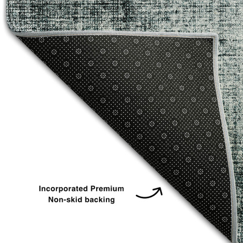 3' X 5' Teal And Ivory Geometric Washable Area Rug With UV Protection
