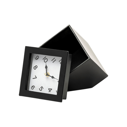 Black Metal Cube Desk Table Clock