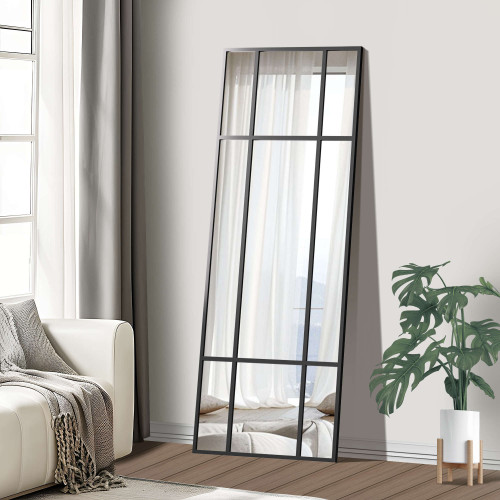 63" Black Metal Framed Accent Mirror