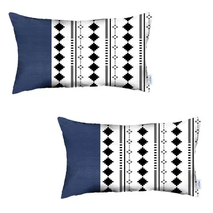 Bohemian Vegan Faux Leather Decorative Throw Pillow Covers Set of 2