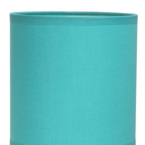 12" Silver Metal Table Lamp LED With Blue Drum Shade