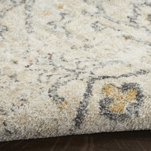 9' X 12' Ivory Floral Distressed Area Rug