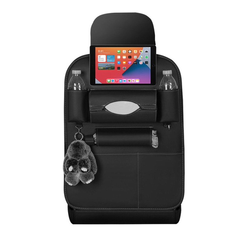 Leather Car Back Seat Storage Bag MultiPocket Organizer Backseat and iPad Mini Holder