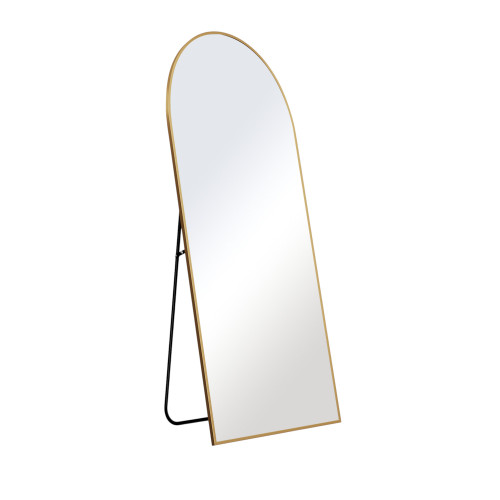 Gold Aluminum Arch Freestanding Ornate Framed Accent Mirror